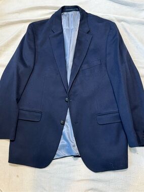 Pure cashmere Classic Men's Navy Blazer - Single-Breasted Two-Button